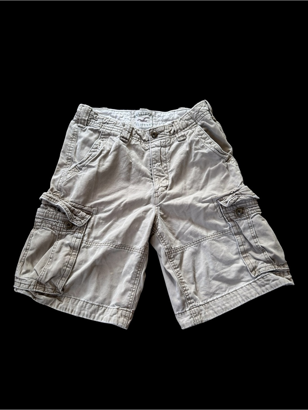 Hollister Cargo Shorts Men’s Size 32 Beige Khaki Y2K Utility Pocket Casual